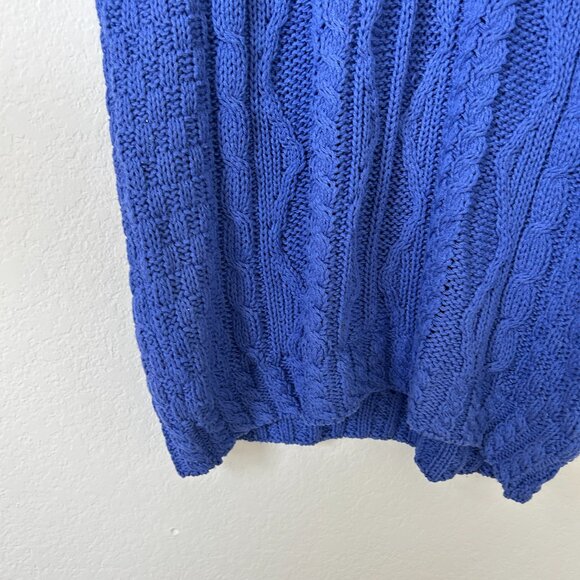 Aran Crafts Sweater Womens Large Blue Cable Knit Ireland Cotton Top L - Picture 6 of 9